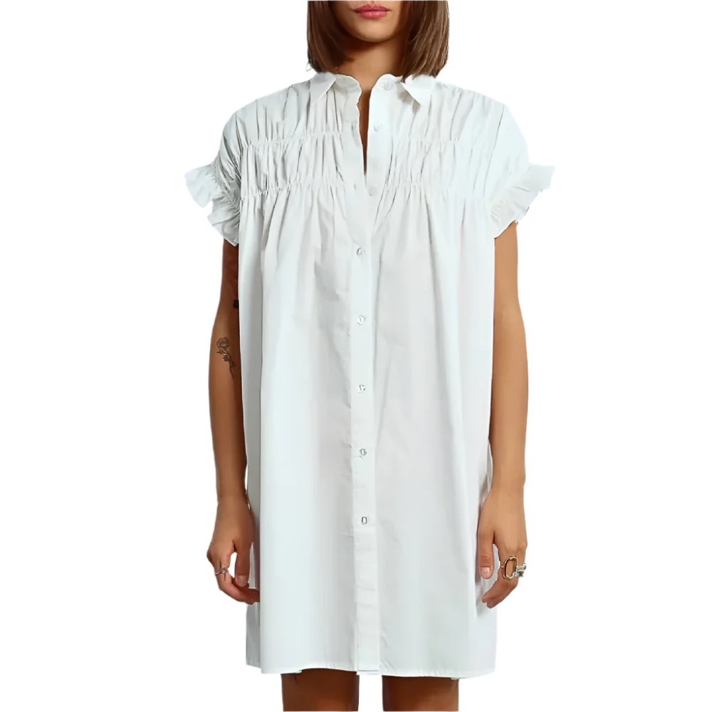 Lili Sidonio White Ruffle Sleeve Dress